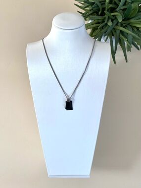 CODES COMBINE - Black Tiles & Metal Pendant Necklace